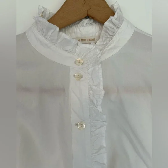 Anthropologie Love The Label Puff-Sleeved Lace Buttondown - Picture 6 of 15